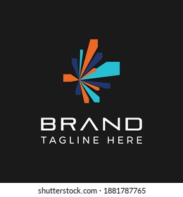 Modern and abstract style cube shape burst in high technology vibe logo template
