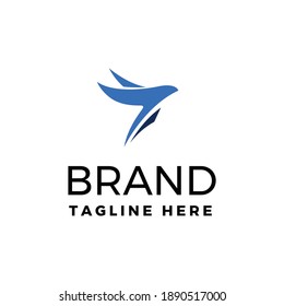 Modern and abstract style flying bird with technology vibe logo template