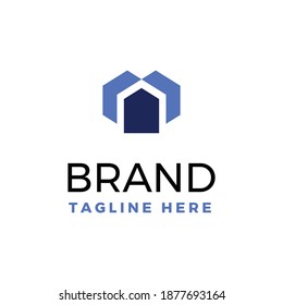 Modern and abstract style house with two arrows logo template