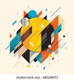 Modern abstract style illustration made of geometric shapes in color. Vector illustration.