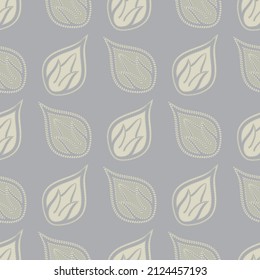 Modern abstract stylized scattered petals background. Seamless vector pattern. Decorative floral isolated blossoms neutral ecru beige backdrop. Hand drawn botanical flora repeat. All over print