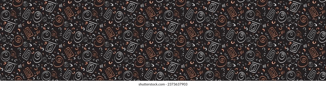 Modern abstract stylized vector graphic design seamless banner. Genderneutral masculine textured shapes for border. 