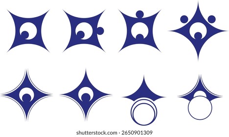 Conjunto Moderno De Vetores De Símbolo Abstrato. Coleção de Vetores Azuis Geométricos.