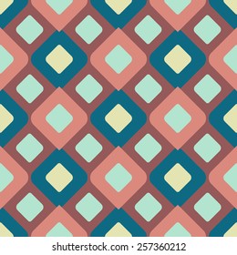 Modern abstract symmetric rhombus seamless pattern for textile and fabric. Marsala color. Fashion geometric background. Vector illuastration.