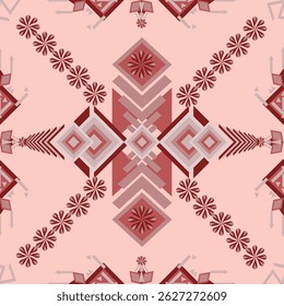 Modern abstract symmetrical pink tone floral starburst pattern