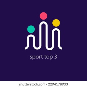Icono del logotipo del equipo más moderno y abstracto 3. Transiciones de color de diseño únicas. Plantilla del logotipo del ganador de la competencia lineal. vector.