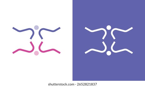 Moderno abstrato trabalho em equipe logotipo design com três pessoas em colorido e preto estilo contorno, ícone vetorial para a comunidade, unidade, parceria, identidade de negócios, web, aplicativo, branding, empresa criativa.