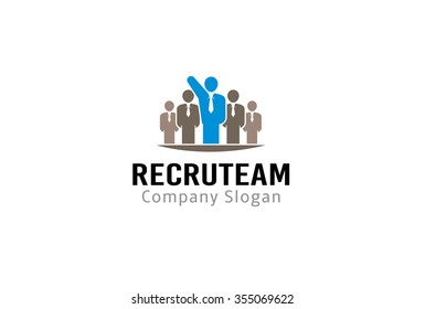 Modern Abstract Teamwork Logo with People United in Straight Line Vector Symbol Design illustration  