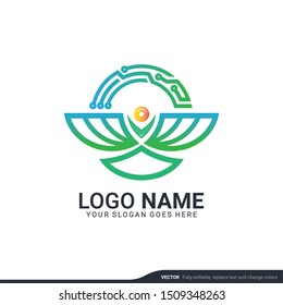 Modern abstract tech eagle logo design. Editable logo design