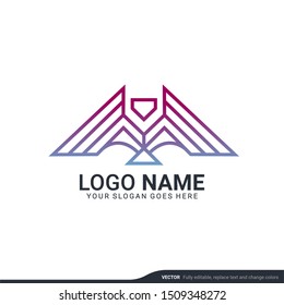 Modern abstract tech eagle logo design. Editable logo design