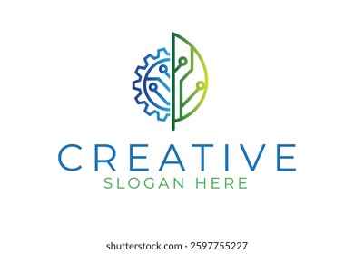 Modern abstract tech logo design featuring green and blue gradients. Ideal for tech startups and
