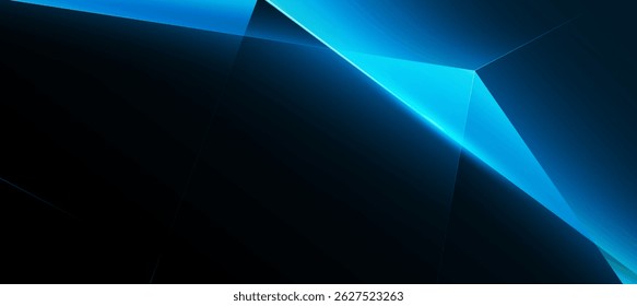 Fondo abstracto moderno de la tecnología, líneas brillantes geométricas azules y negras, Anuncio de la tecnología, concepto empresarial corporativo