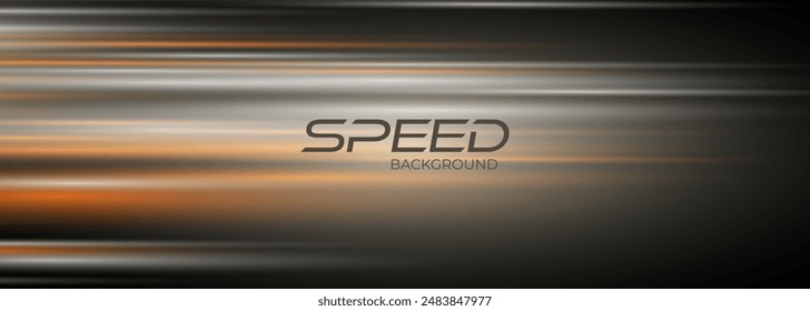 Modern abstract technology background with glowing high-speed and movement light effect. Speed background with orange and gray motion lines effect. Vector illustration creative wide banner