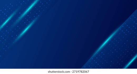Fondo de tecnología abstracta moderna con líneas diagonales azules brillantes y un sutil patrón de puntos. Diseño digital elegante con espacio de copia para texto o gráficos.