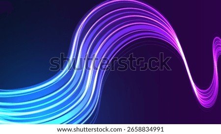 Modern abstract technology background with glowing blue and purple digital waves. Dynamic lines and luminous particles create a vibrant, futuristic flow.