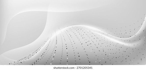 Modern abstract technology background with wave particle and white black fluid gradient for corporate business concept