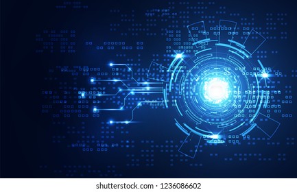 Modernes abstraktes Technologiekonzept: digitale Schaltkreise auf blauem Hintergrund und Pfeil-Innovation High-Tech-Designhintergrund,Vektorgrafik