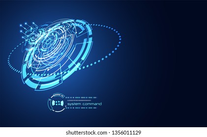 Modern Abstract technology concept communication circle digital circuits on blue background and arrow innovation hi tech future design background,vector illustration