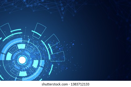 Modern Abstract technology concept communication circle digital on blue background.