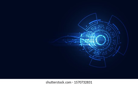 Modern Abstract technology concept communication circle digital circuits on blue background and innovation hi tech future design background,vector illustration