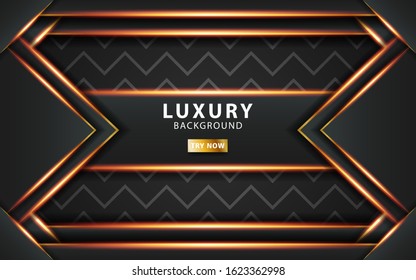 modern abstract technology dark grey vector background with gold line.Overlap layers with paper effect. digital template. Realistic light effect on textured wavy line background.vector illustration.