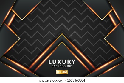 modern abstract technology dark grey vector background with gold line.Overlap layers with paper effect. digital template. Realistic light effect on textured wavy line background.vector illustration.
