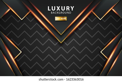 modern abstract technology dark grey vector background with gold line.Overlap layers with paper effect. digital template. Realistic light effect on textured wavy line background.vector illustration.