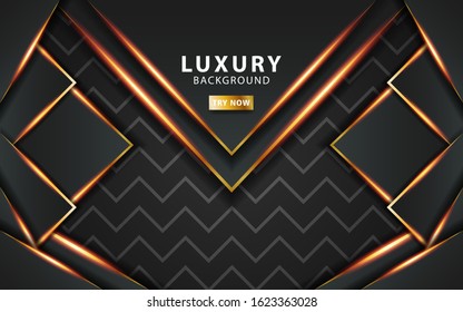 modern abstract technology dark grey vector background with gold line.Overlap layers with paper effect. digital template. Realistic light effect on textured wavy line background.vector illustration.