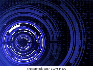 Modern abstract technology in design. The concept of communication, innovation. The circle of digital circuits on a dark background, the code matrix.