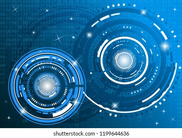 Modern abstract technology in design. The concept of communication, innovation. The circle of digital circuits on a dark background, the code matrix.