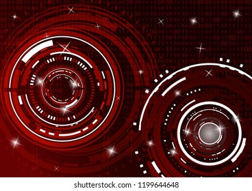 Modern abstract technology in design. The concept of communication, innovation. The circle of digital circuits on a dark background, the code matrix.