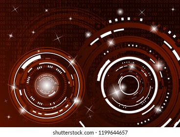 Modern abstract technology in design. The concept of communication, innovation. The circle of digital circuits on a dark background, the code matrix.