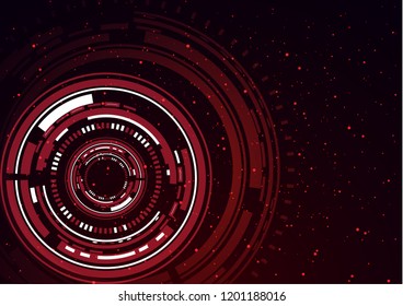 Modern abstract technology in design. The concept of communication, innovation. The circle of digital circuits on a dark background, the code matrix.