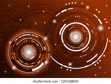 Modern abstract technology in design. The concept of communication, innovation. The circle of digital circuits on a dark background, the code matrix.