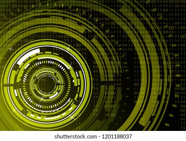 Modern abstract technology in design. The concept of communication, innovation. The circle of digital circuits on a dark background, the code matrix.