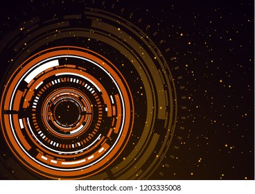 Tecnología abstracta moderna en diseño. El concepto de comunicación, innovación. El círculo de circuitos digitales en un fondo oscuro, la matriz de códigos.