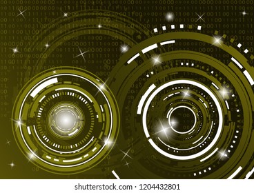 Modern abstract technology in design. The concept of communication, innovation. The circle of digital circuits on a dark background, the code matrix.
