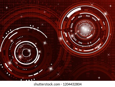 Modern abstract technology in design. The concept of communication, innovation. The circle of digital circuits on a dark background, the code matrix.