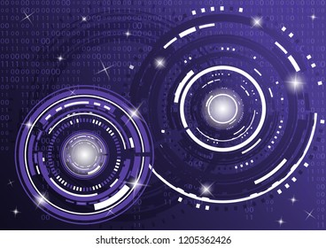 Modern abstract technology in design. The concept of communication, innovation. The circle of digital circuits on a dark background, the code matrix.