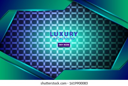 modern abstract technology green vector background with blue line.Overlap layers with paper effect. digital template. Realistic light effect on textured hexagon background.vector illustration.