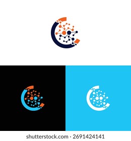 Diseño de logotipo de tecnología abstracta moderna	
