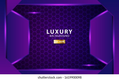 modern abstract technology purple vector background with purple line.Overlap layers with paper effect. digital template. Realistic light effect on textured hexagon background.vector illustration.
