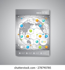 Modern abstract template layout  brochure, magazine, flyer, booklet, cover or report in A4 size for your design . Vector Illustration.