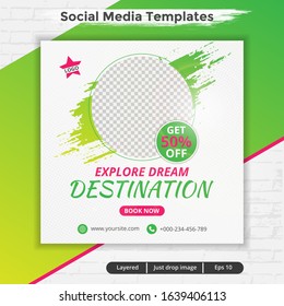 modern abstract template post for social media ads, template for travel ad