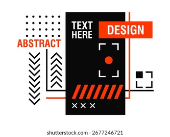 Plantilla abstracta moderna con Formas geométricas rojas y negras, marcador de posición de texto y Elementos de diseño creativos