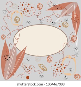 Modern abstract templates with an empty space for text. Pattern of stripes, strokes, lines, swirls in brown and beige colors