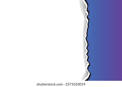 Modern abstract torn paper background featuring a vibrant gradient blue to purple design with a layered shadow effect. This transparent vector illustration is ideal for creative projects, templates.