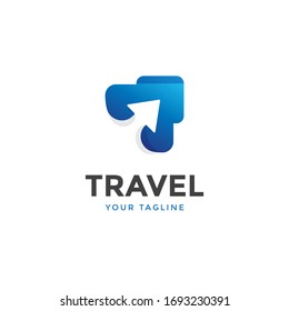 modern abstract travel logo template awesome, plane vector illustration