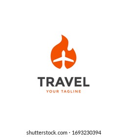 modern abstract travel logo template awesome, plane vector illustration