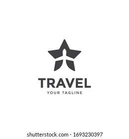 modern abstract travel logo template awesome, plane vector illustration